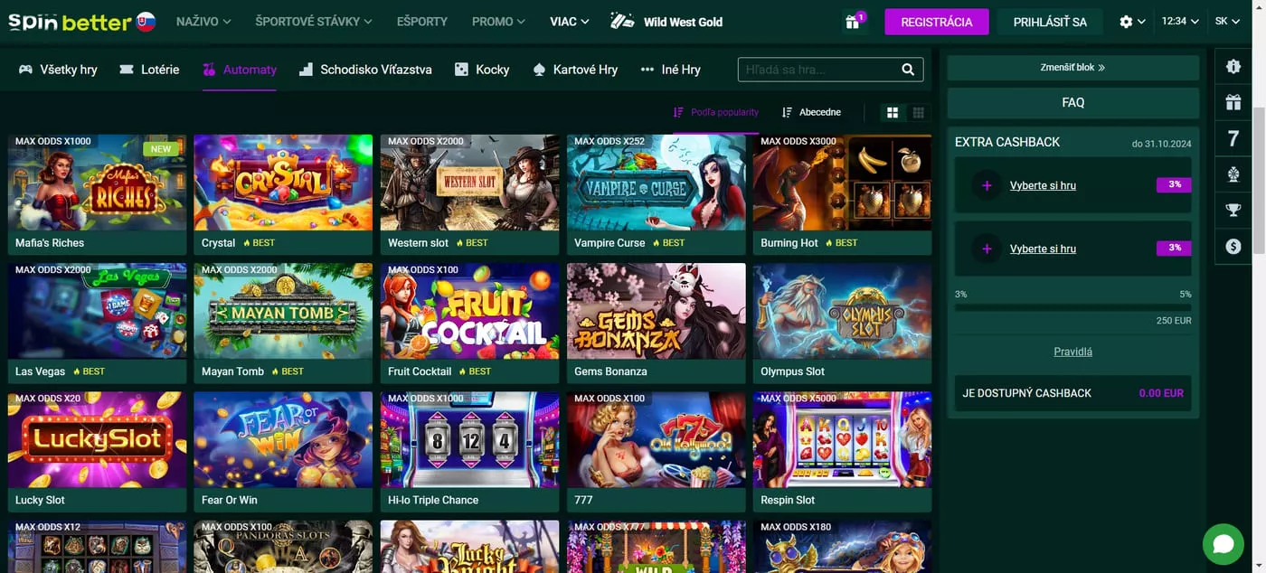 Spinbetter Casino Sloty