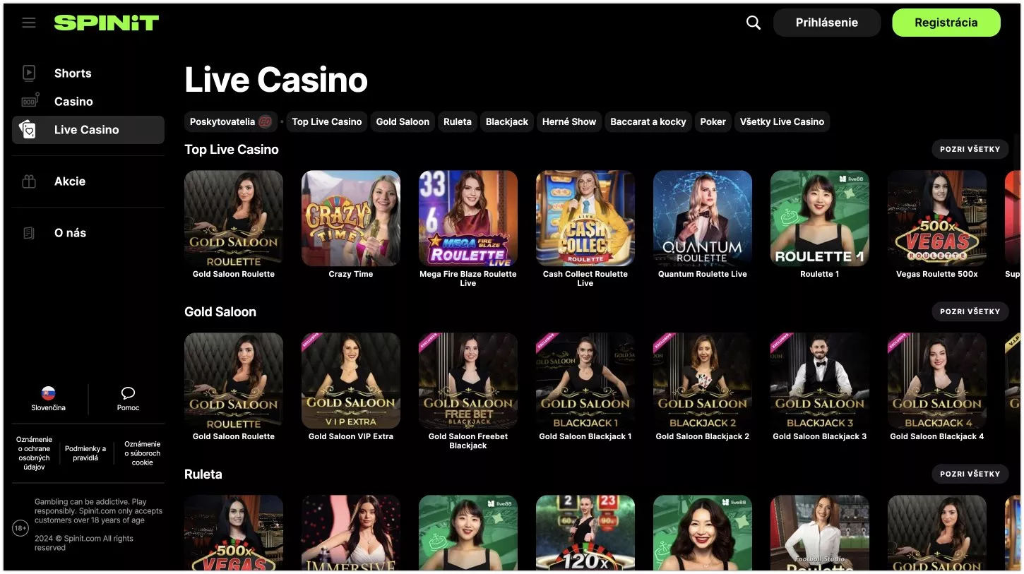 Spinit živé kasíno