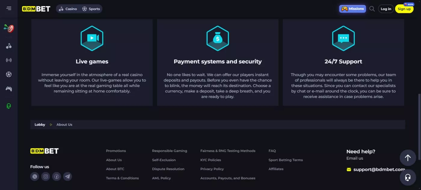 Bdmbet Casino Kontakty