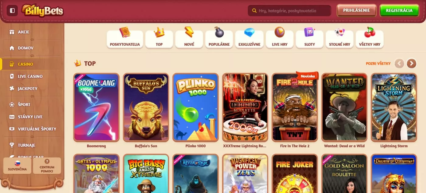 Billybets Casino Hry