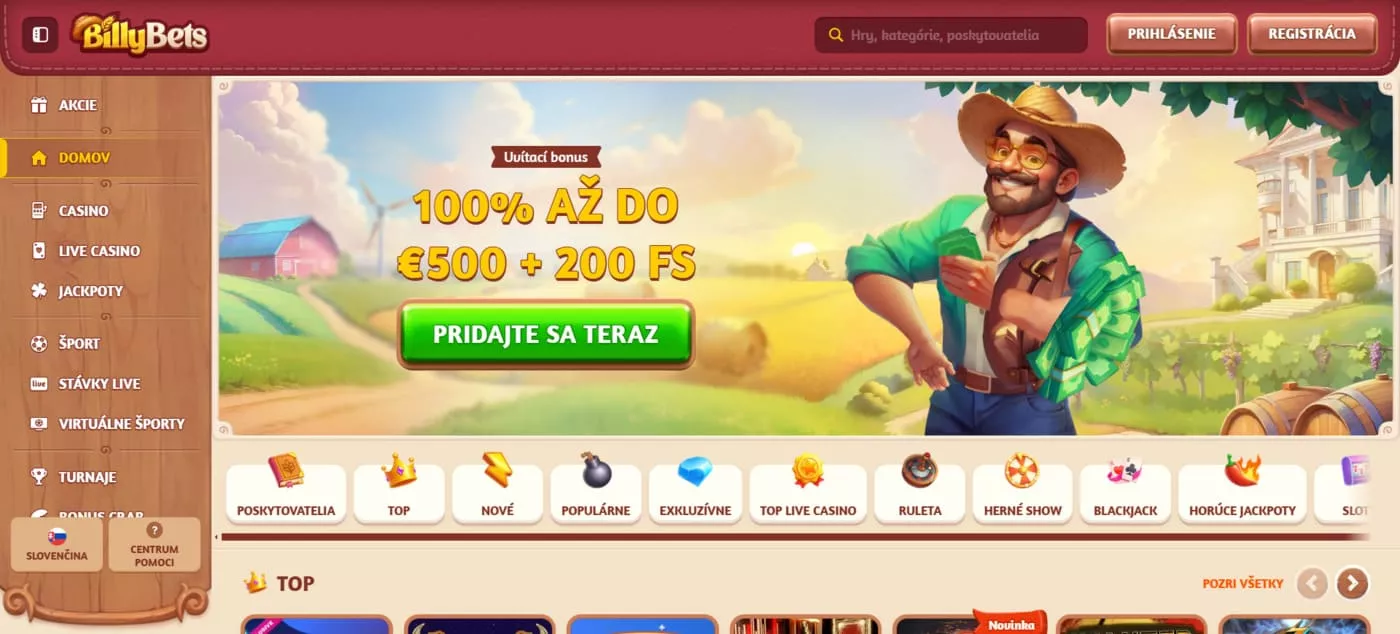 Billybets Casino Domovská stránka