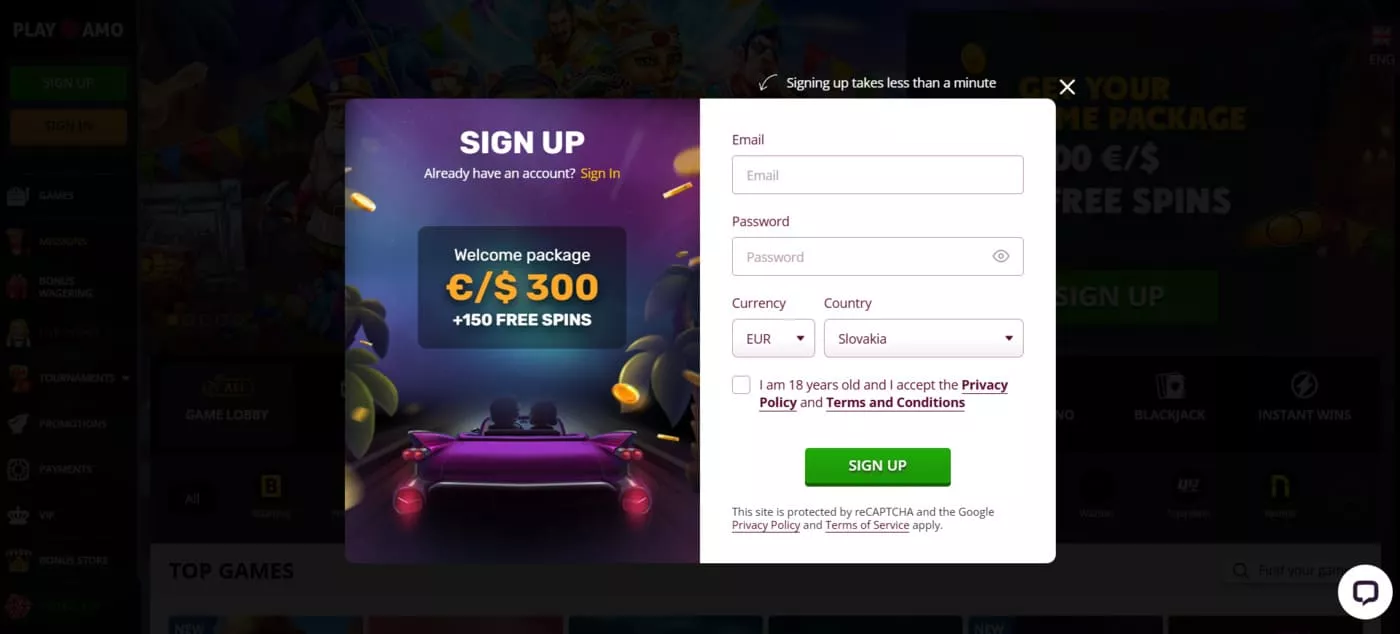 Playamo Casino Registrácia