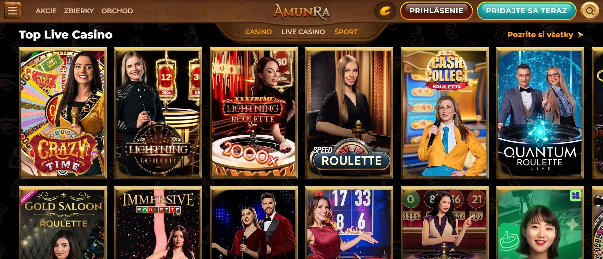 Amunra živé kasínové hry
