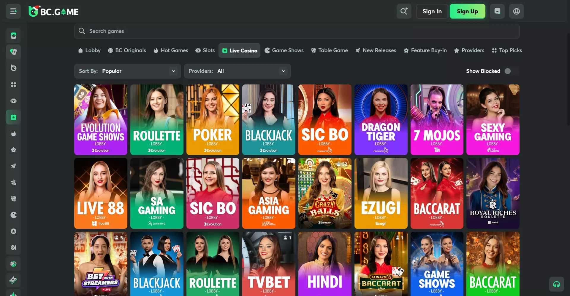 BC.Game živé kasíno