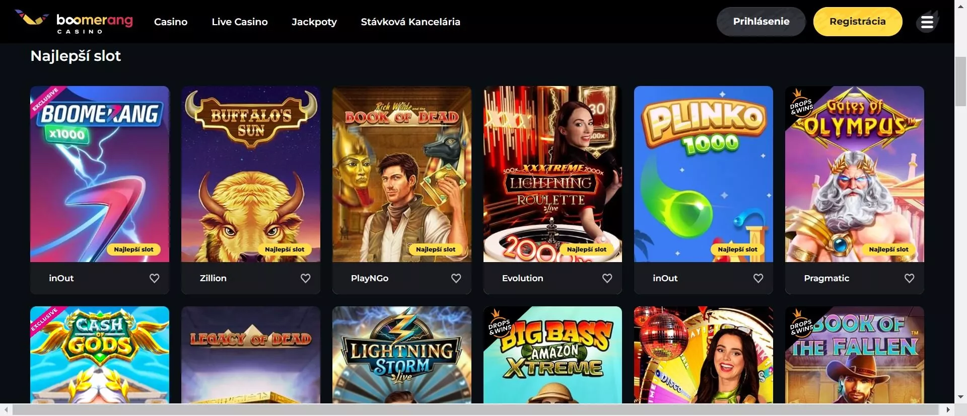 Boomerang kasíno hracie automaty