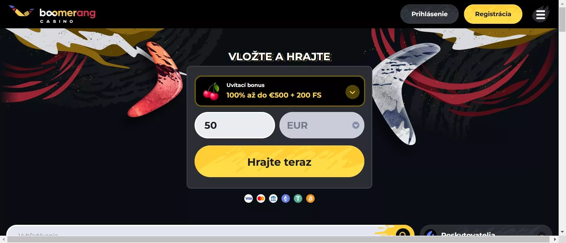 Boomerang kasíno uvítací bonus