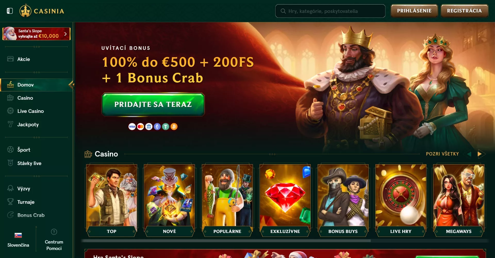 Casinia hlavná stránka