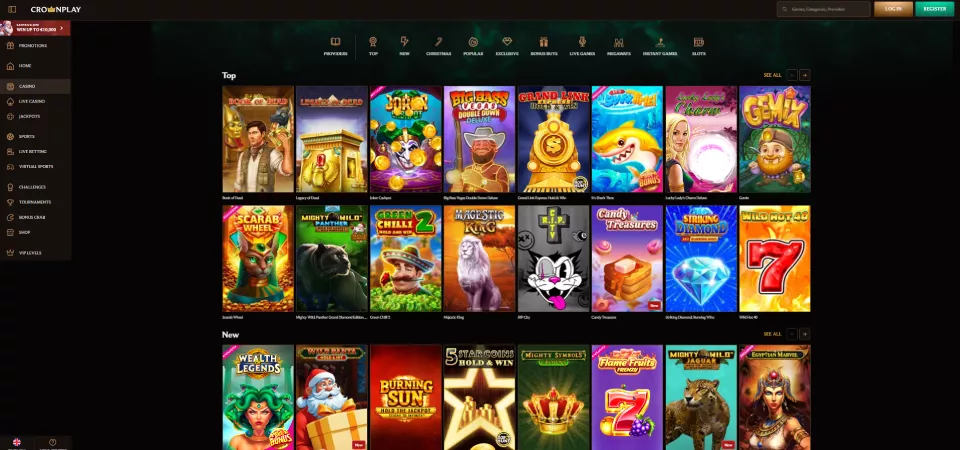 Stránka kasína CrownPlay Casino