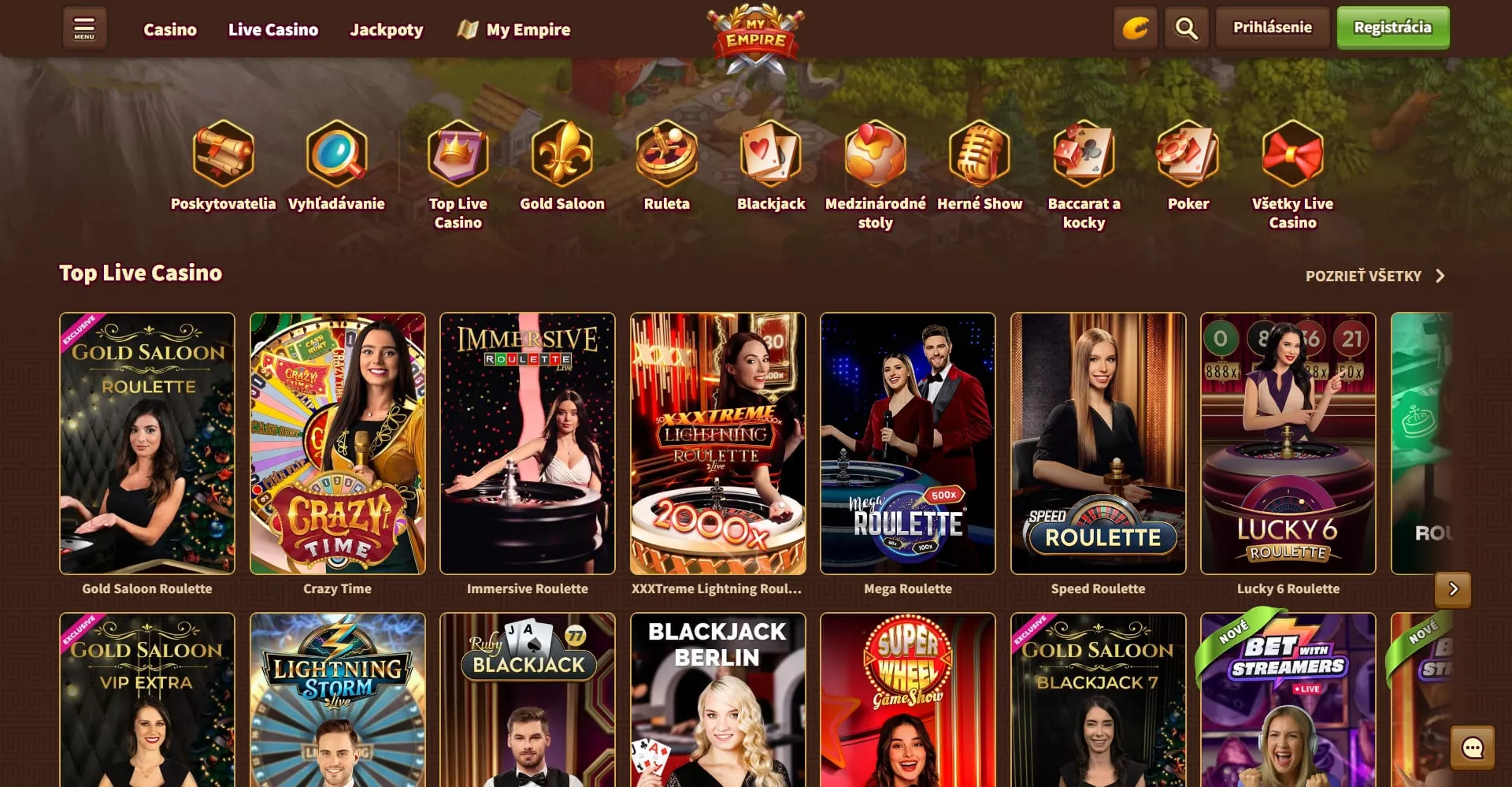 MyEmpire živé kasíno