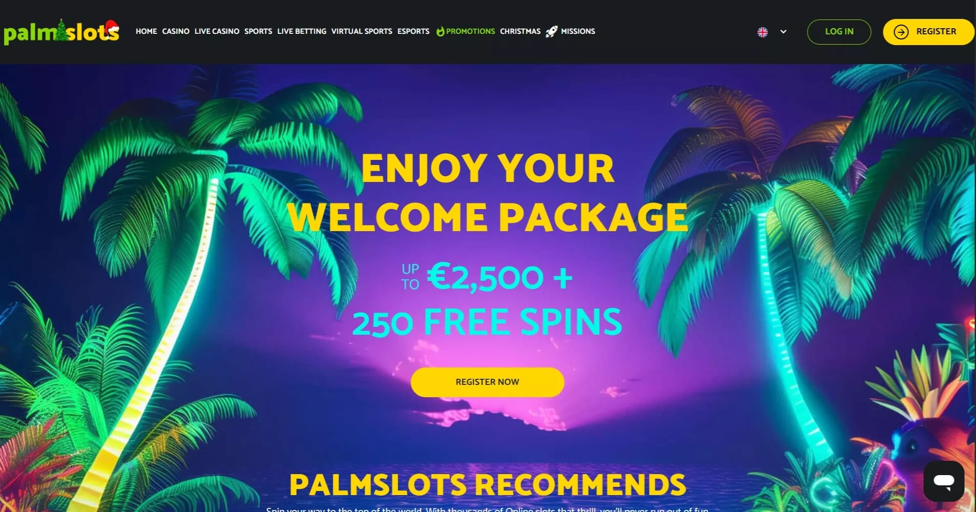 PalmSlots hlavná stránka