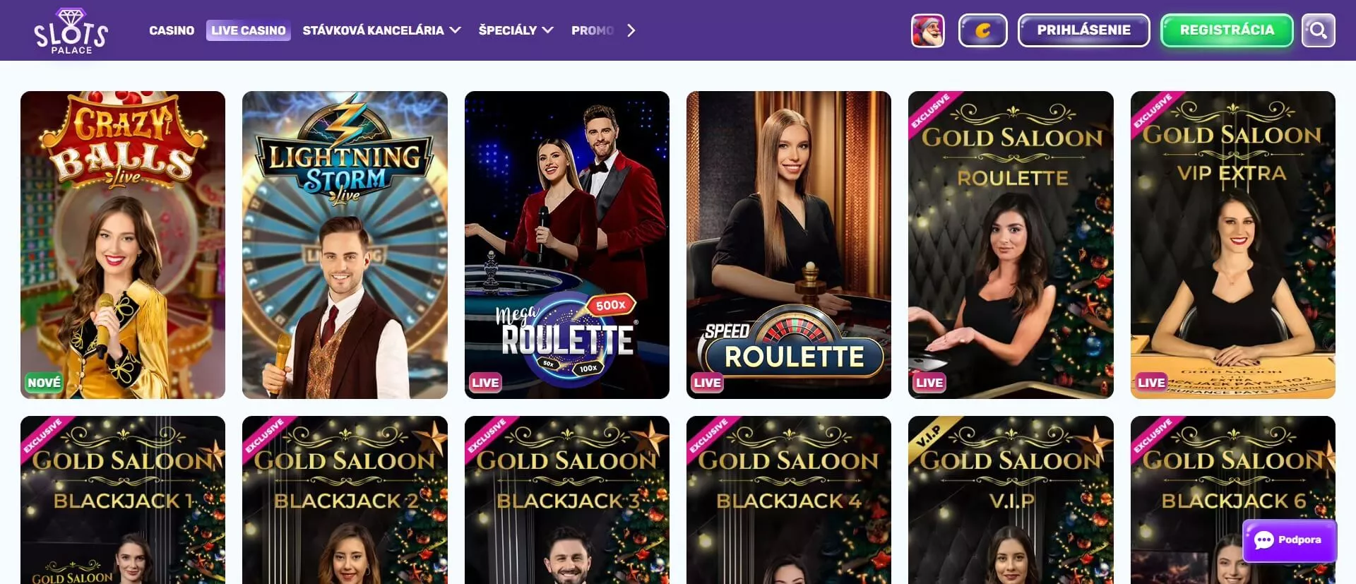 Slotspalace živé kasíno