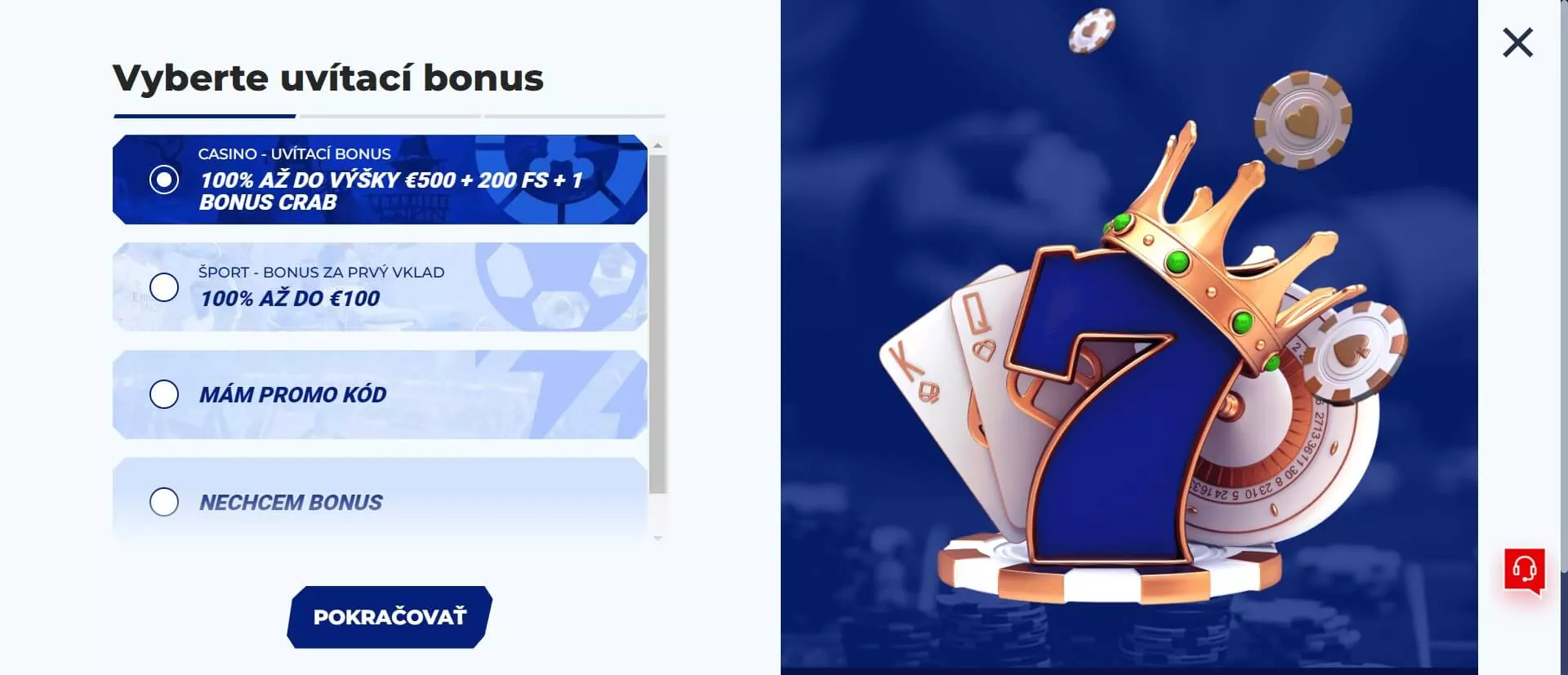 Registrácia v kasíne Sportaza