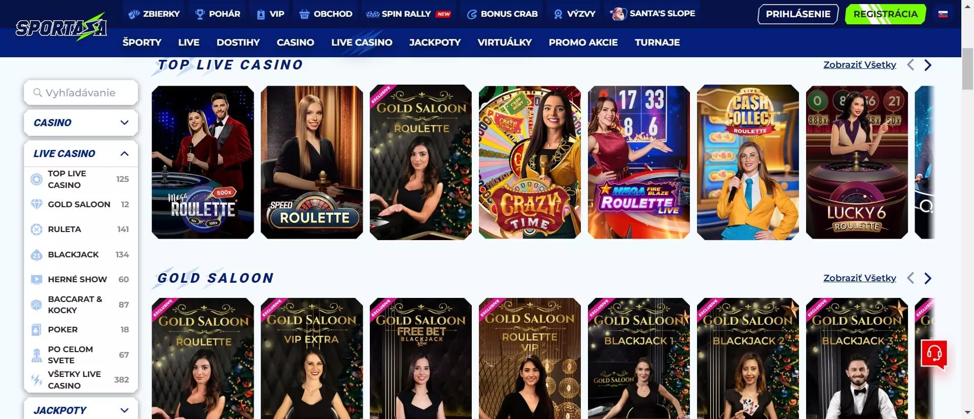 Sportaza živé kasínové hry