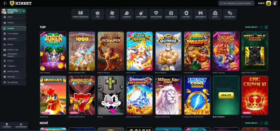Stránka kasína Kinbet Casino