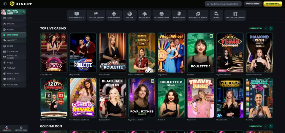 Živé kasíno stránka Kinbet Casino