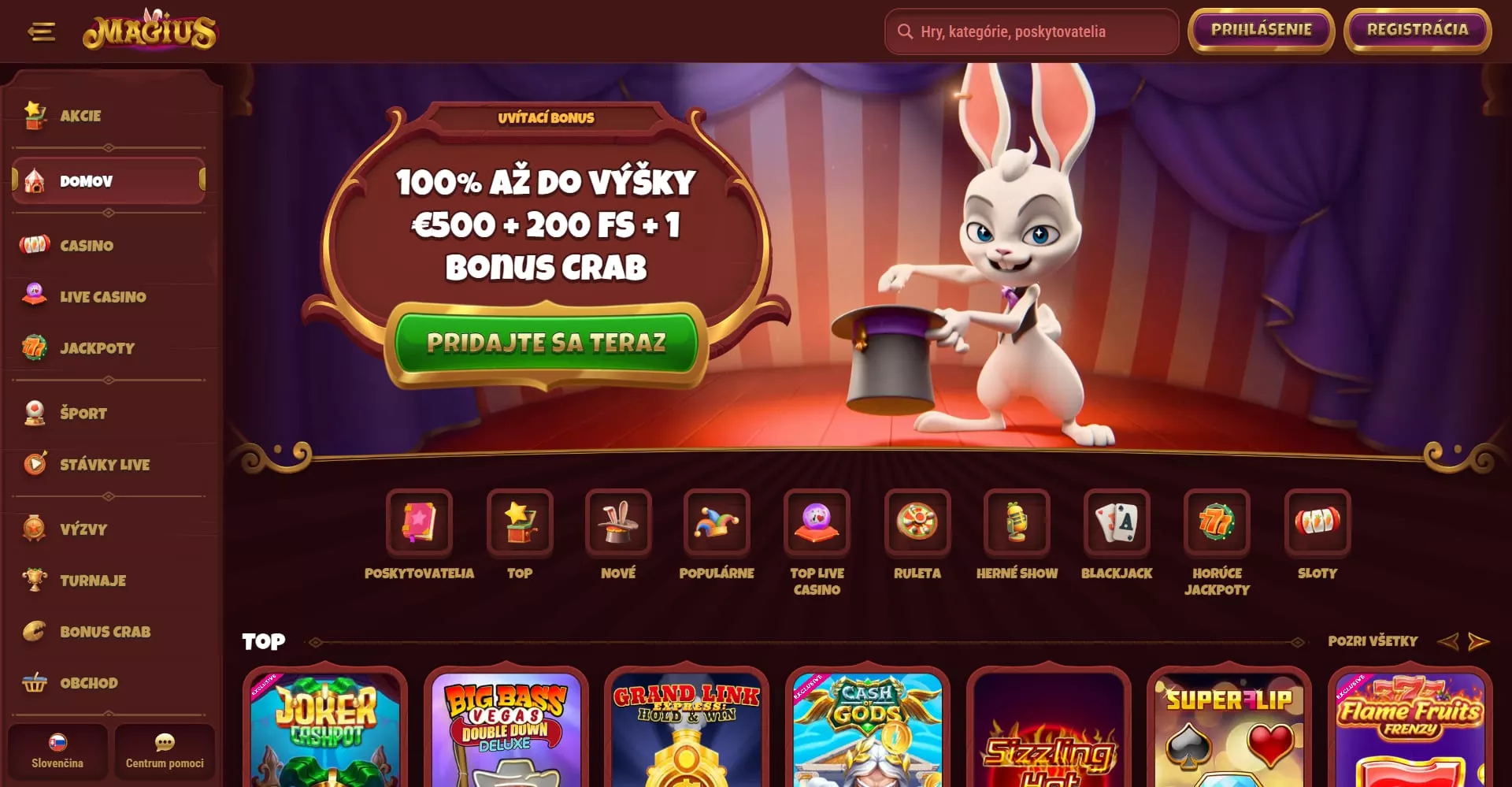 Magius hlavná stránka