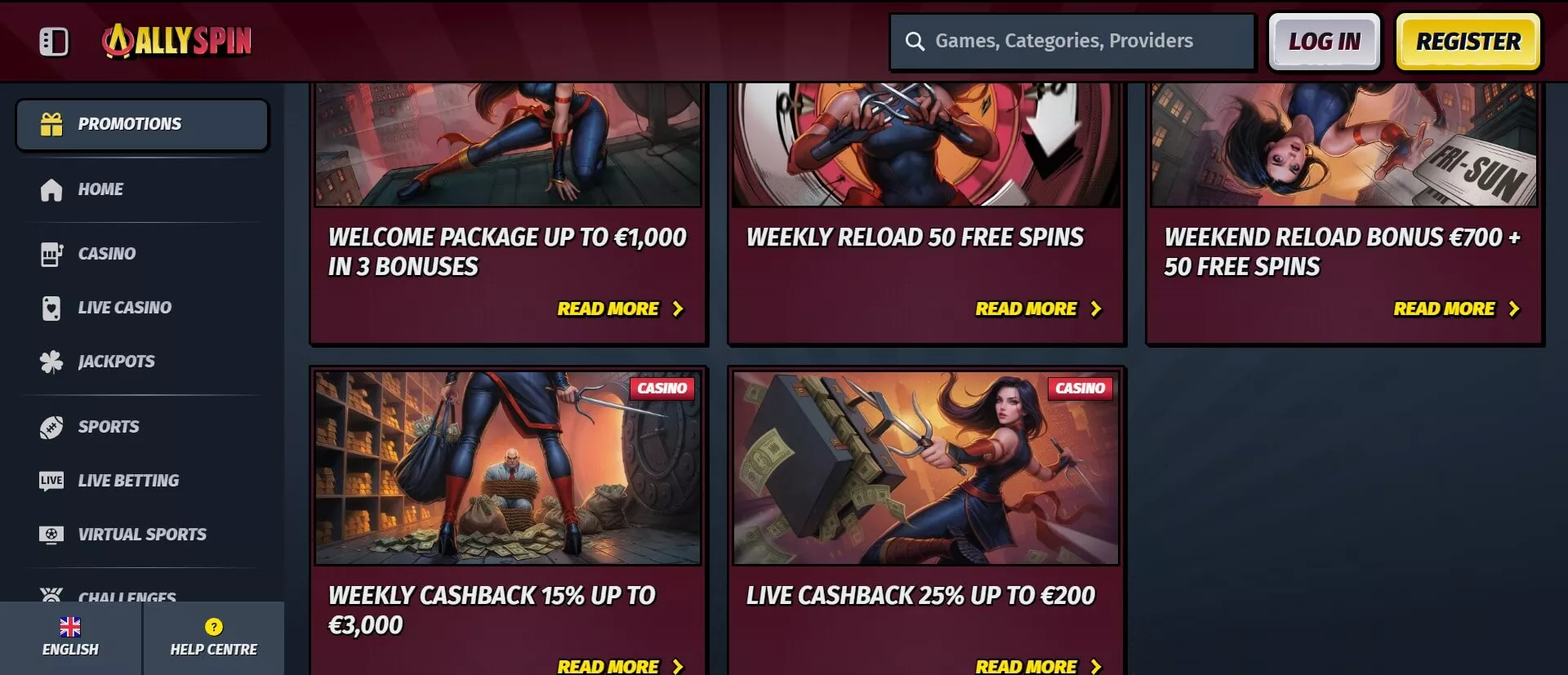 Allyspin kasíno propagačné akcie