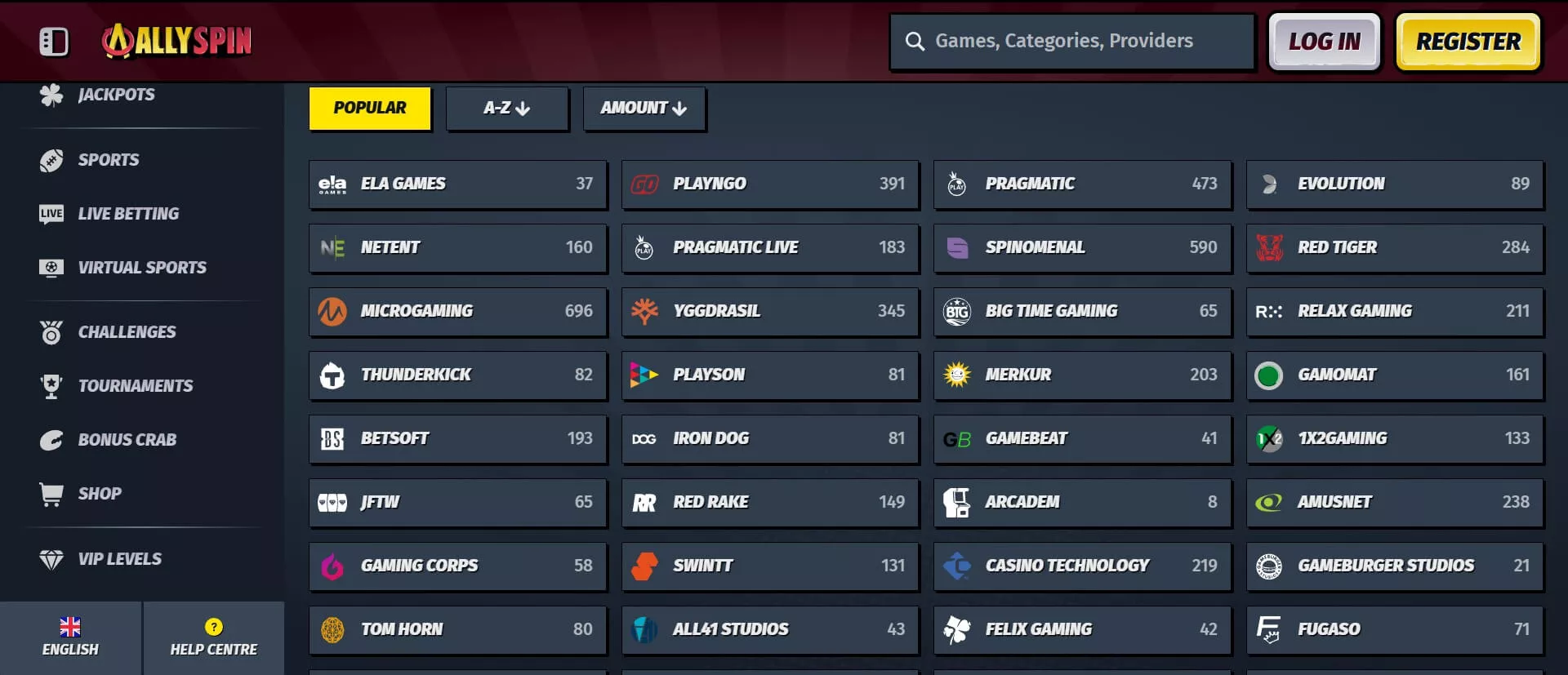 Poskytovatelia hier v Allyspin