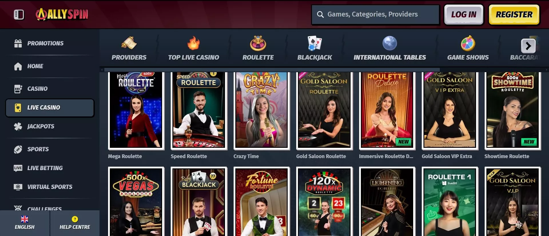 Allyspin živé kasíno